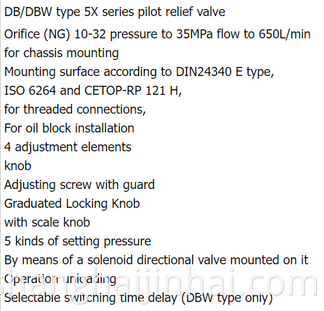 Db10 Hydraulic Pilot Relief Valve